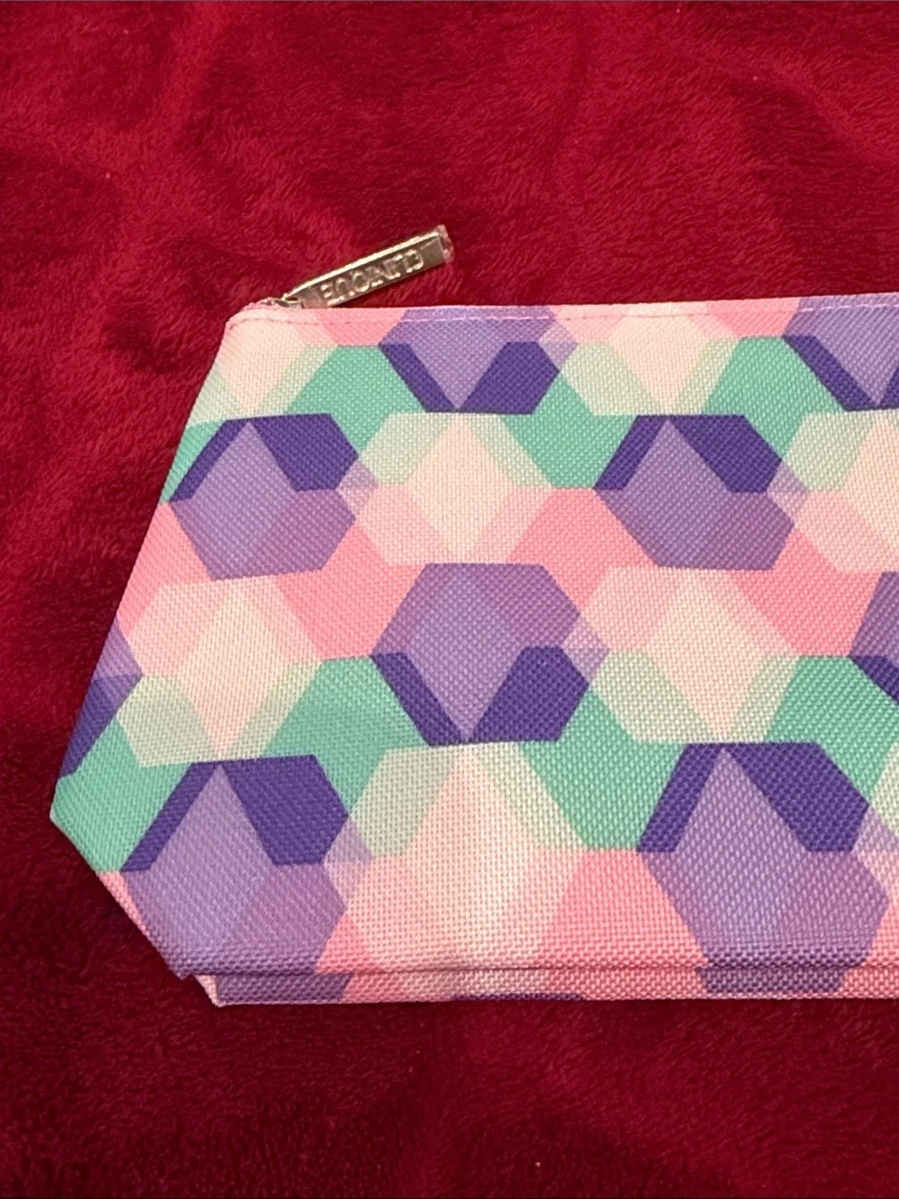 Clinique Geometric Hexagon Print Makeup Bag - Pink, Purple, Mint Cosmetic Girls
